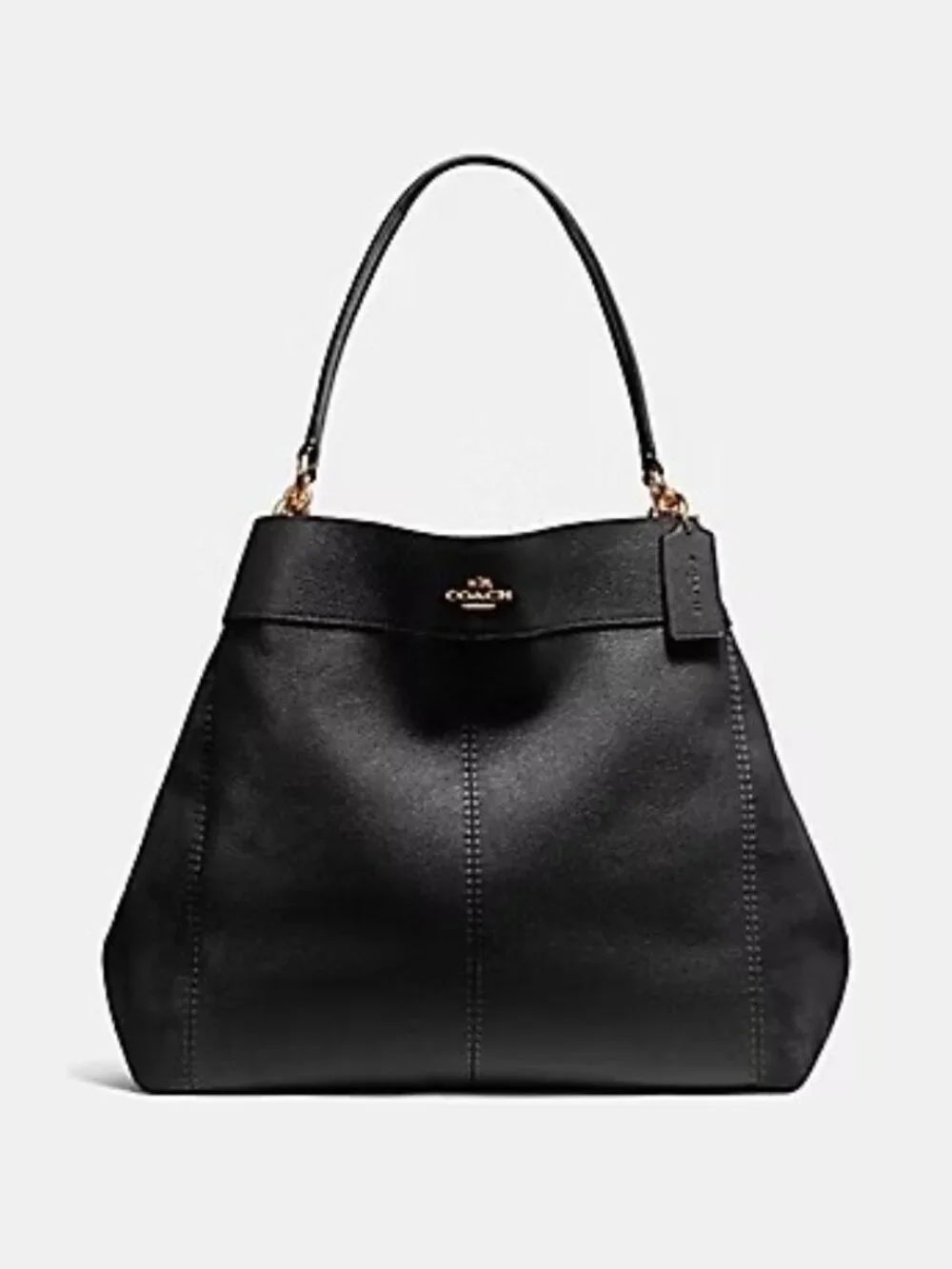 Euc Coach Lexy Black Suede & Leather Shoulder Bag